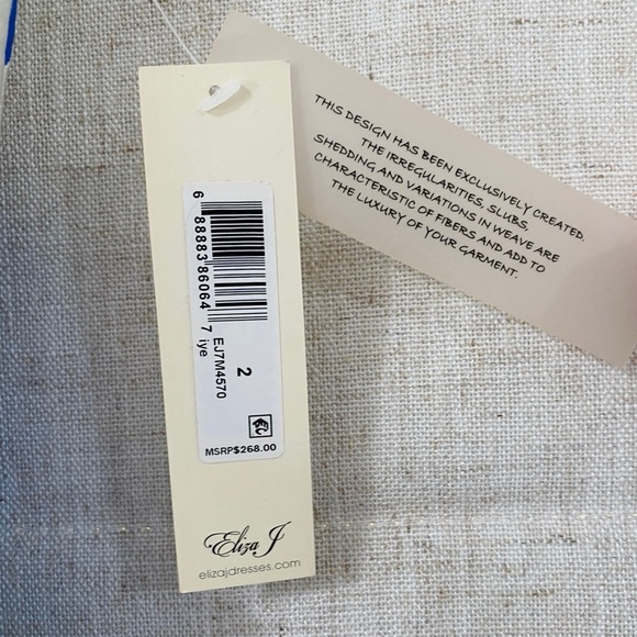 NWT Eliza J Jacquard Creamy White and Blue Floral Pleated Gown, Size 2 - Picture 12 of 16